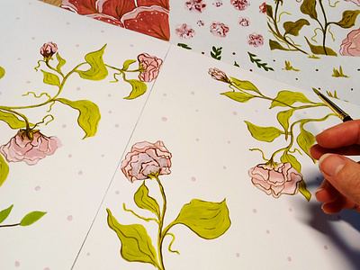 Process of creation floral pattern