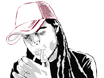 2008 | El Negro de Malviviendo anillos cigarro david sainz el negro gorra ilustración malviviendo personaje rastas retrato