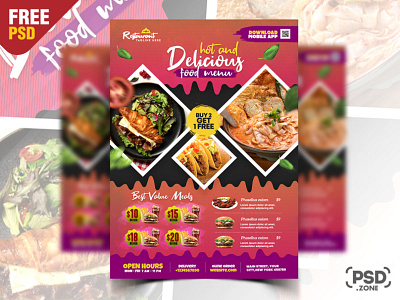 Modern Restaurant Food Flyer Menu PSD creative design design food menu free design free psd graphic design menu design photoshop print psd psd template restaurant menu