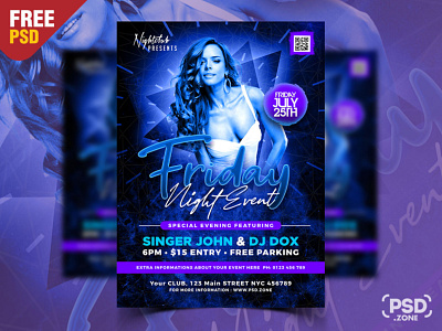 Friday Night DJ Party Event Flyer PSD