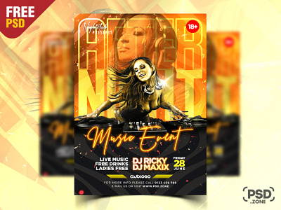 Club Night Party Flyer PSD Template club flyer creative design design event flyer flyer free design free flyer free psd graphic design music event photoshop print psd psd flyer psd template