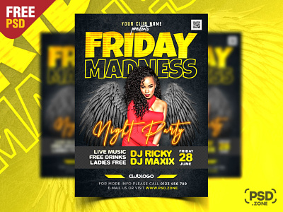 Night Club Friday Party Flyer PSD Template club flyer creative design design free design free flyer free psd graphic design party flyer photoshop print psd psd flyer psd template