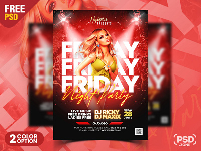 Weekend Club Party Invitation Flyer PSD club flyer creative design design event flyer free flyer free psd friday party graphic design music event night party party flyer photoshop psd psd template