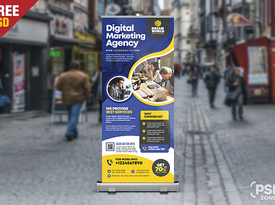 Agency Roll-up Banner Stand Design PSD ad banner creative design design free psd graphic design photoshop print psd psd free psd template pull up banner roll up banner roll up banner