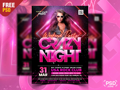 Weekend Night Party Flyer PSD Template creative design design event flyer flyer design free design free flyer free psd free template graphic design music event party flyer photoshop psd psd flyer psd template weekend event weekend flyer weekend party