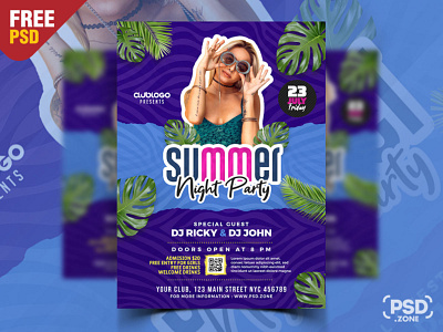 Creative Summer Party Flyer PSD Template beach party creative design design free flyer free psd graphic design party flyer photoshop psd psd template summer party