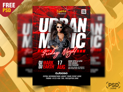 Urban Night Party Flyer PSD Template creative design design event flyer flyer flyer design free flyer free psd graphic design music event night party party flyer photoshop psd psd design psd flyer psd template