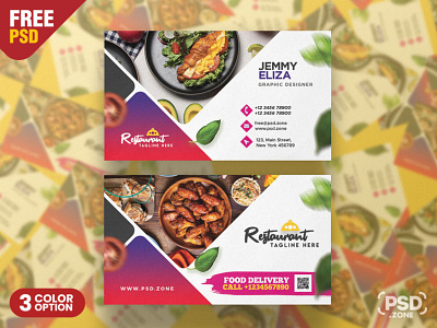 Food Restaurant Business Card Design PSD branding business card creative design design free design free psd graphic design photoshop print psd psd template visiting card