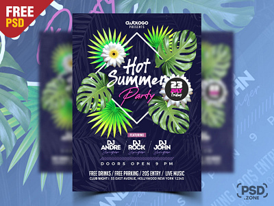 Tropical Summer Party Flyer PSD Template beach party creative design design free flyer free psd graphic design graphics party flyer photoshop print psd psd flyer psd template summer party