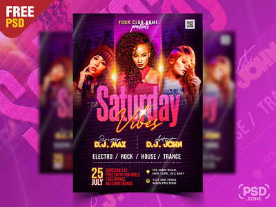 Nightclub Saturday Night Party Flyer PSD club flyer creative design design event flyer flyer design free flyer free psd graphic design party party flyer photoshop psd psd template