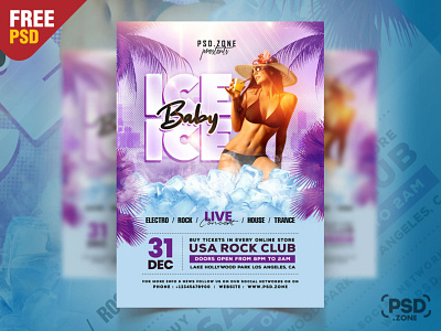 Ice Cold Winter Party Flyer PSD Template creative design design designer event flyer free flyer free psd graphic design music event party flyer photoshop psd psd template winter party