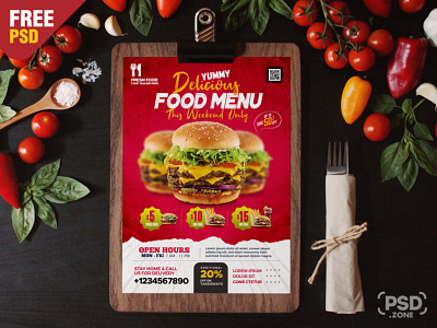 Restaurant Menu promotion Design PSD Template