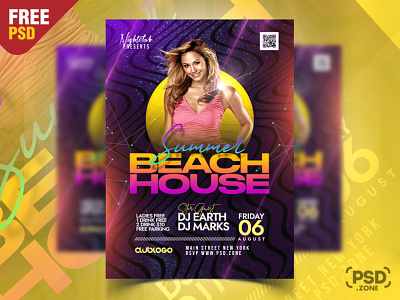 Summer Beach House Party Flyer PSD beach party club event creative design design event flyer flyer design free design free flyer free psd freebie graphic design party flyer photoshop print psd psd template summer party