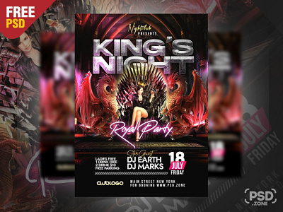 Night Club Royal Party Flyer PSD