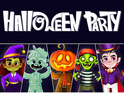 Halloween Monster Party 2d art brand character cartoon cartoons characters character character design children illustration digital digital art illustration illustrations illustrator monsrers nft photoshop web