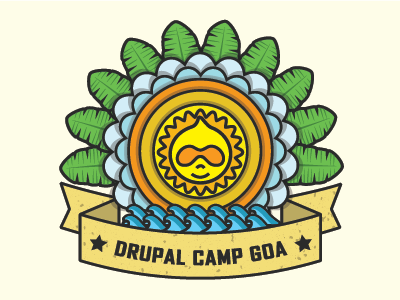 Drupal Camp Goa Sticker drupal illustration sand sea sticker sun tropical vector