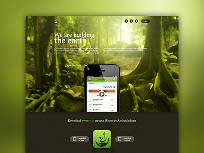 Evergreen Landing Page design green homepage landing page layout ui user interface web web design webdesign website website design