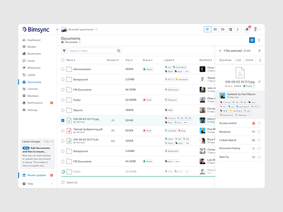 Documents clean documents files modal side panel ui ui design ux web app