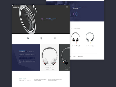 Audio Shop audio ecommerce flat headphones home page landing page music redesign shop ui ux website