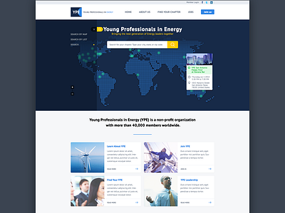 YPE Site blue clean energy flat home page interface landing page search ui web website