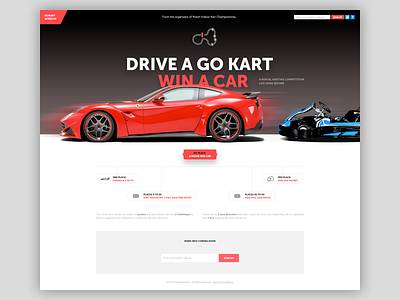 Coming soon car coming soon competition email enter ferrari gokart motion prize signup ui webiste