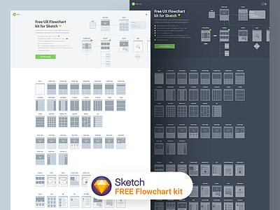 FREEBIE Flowchart kit 2.0 for Sketch flow flow chart flowchart free freebie landing page sitemap sketch userflow wireframe