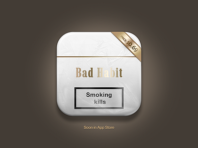 Quit Smoking iPhone App app apple application brown cigarettes gold icon ios ios icon iphone iphone app pack quit smoking white