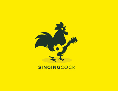 singing cock music company brand logo project branding chicken cock logo design hen illustration logo music music logo rock singing cock vector