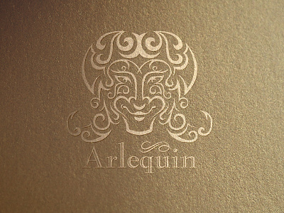 Arlequin arlequin face gold italian logo ornamental restaurant smile