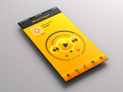 Musical player app audio musical player smartphone vector yellow