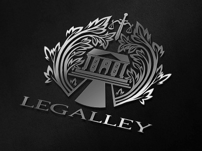 Legalley logo branches building company court laurels law lawyer leaves legal logo scales sword