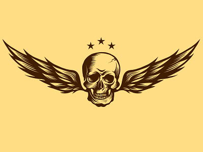 skull art skull star tattoo vector wings
