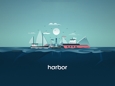 Harbor Illustration blue illustration logo logodesign nautical sea ships water