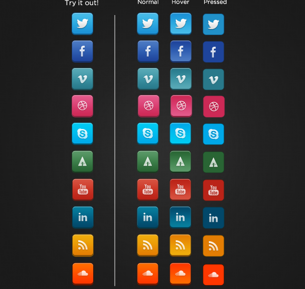 Social Icons with States by handsome on Dribbble