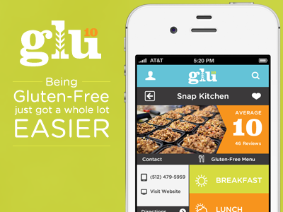Glu10 App app gluten gluten free handsome iphone app ui user experience user interface ux