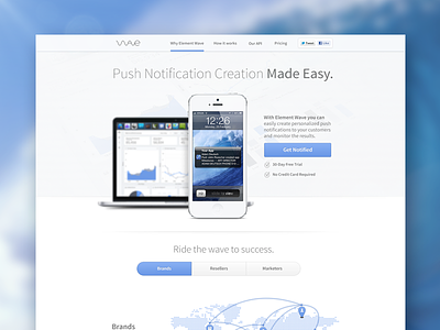 Element Wave Brands buttons clean cta graphic handsome iphone layout light macbook mock up navigation site texture ui user experience user interface ux web website white