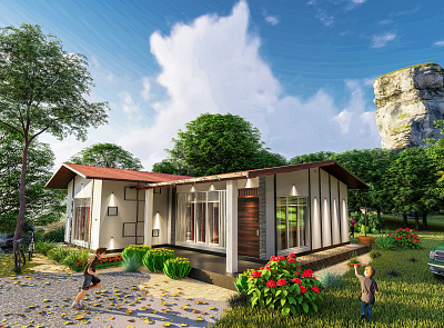Country Style single story House in Srilanka. sketchup