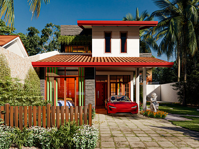 Modern Two story House in Srilanka sketchup