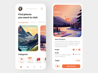 Travel App app branding illustration ui ux