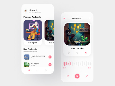 Podcasts App branding design illustration music music app musicapp podcast podcast app podcastapp podcasts app ui ui ux uxdesign