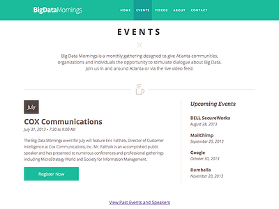 Big Data Mornings Events Redesign flat design monthly events website