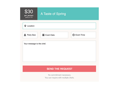 Menu Request Form - My Chef's Table forms ui website