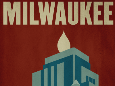 Milwaukee Wisconsin Gas Building Poster art deco milwaukee poster retro weather flame wisconsin