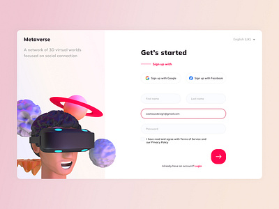 Daily UI #001 - Metaverse Sign Up Page get started metaverse sign up ui design ui design challenge ux design