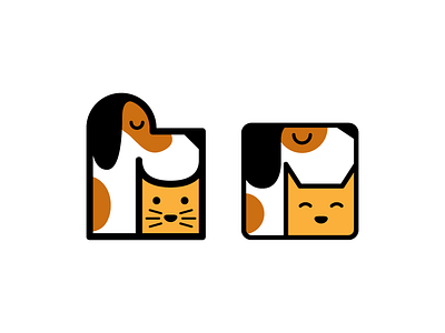 Dog Cat Logo WIP cat dog illustration logo pets square