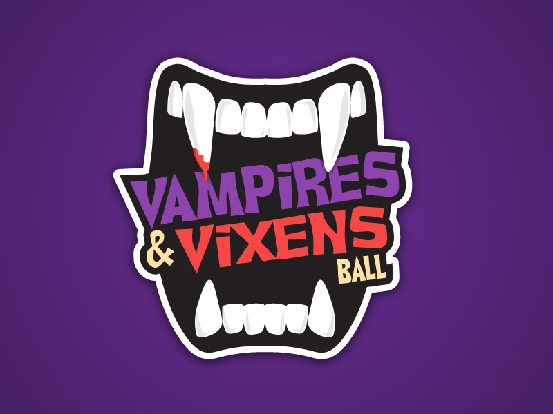Vampire and Vixens Ball teeth vixens vampire halloween fangs identity fat lines typography logo