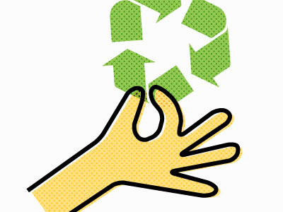 Recycle Hand halftone hand illustration recycle vintage