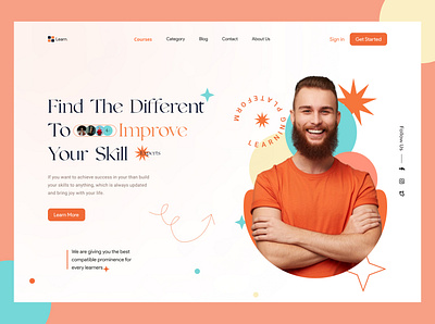 Online Learning Website Template courses e learning e learning education hero section home page landing page learn learning lesson skills students study teaching ui uiux user interface web web design web template