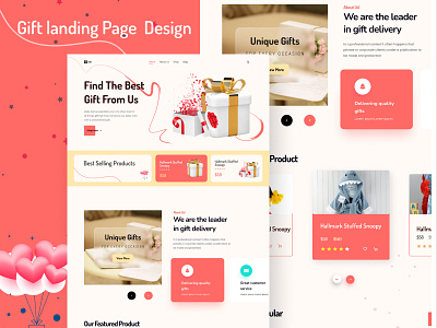 Gift Landing Page Design delivery gift gift homepage gift landing gift ui design hero area home page landing page ui uiux ux ux research web design web ui website