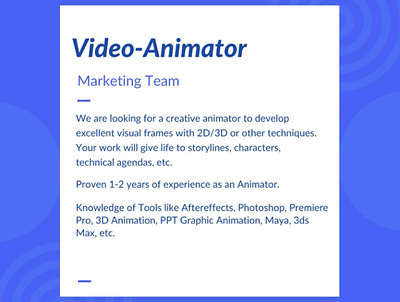 Animation Job Posting 3d animation app branding design graphic design icon illustration job job opening logo motion graphics typography ui ux vector video